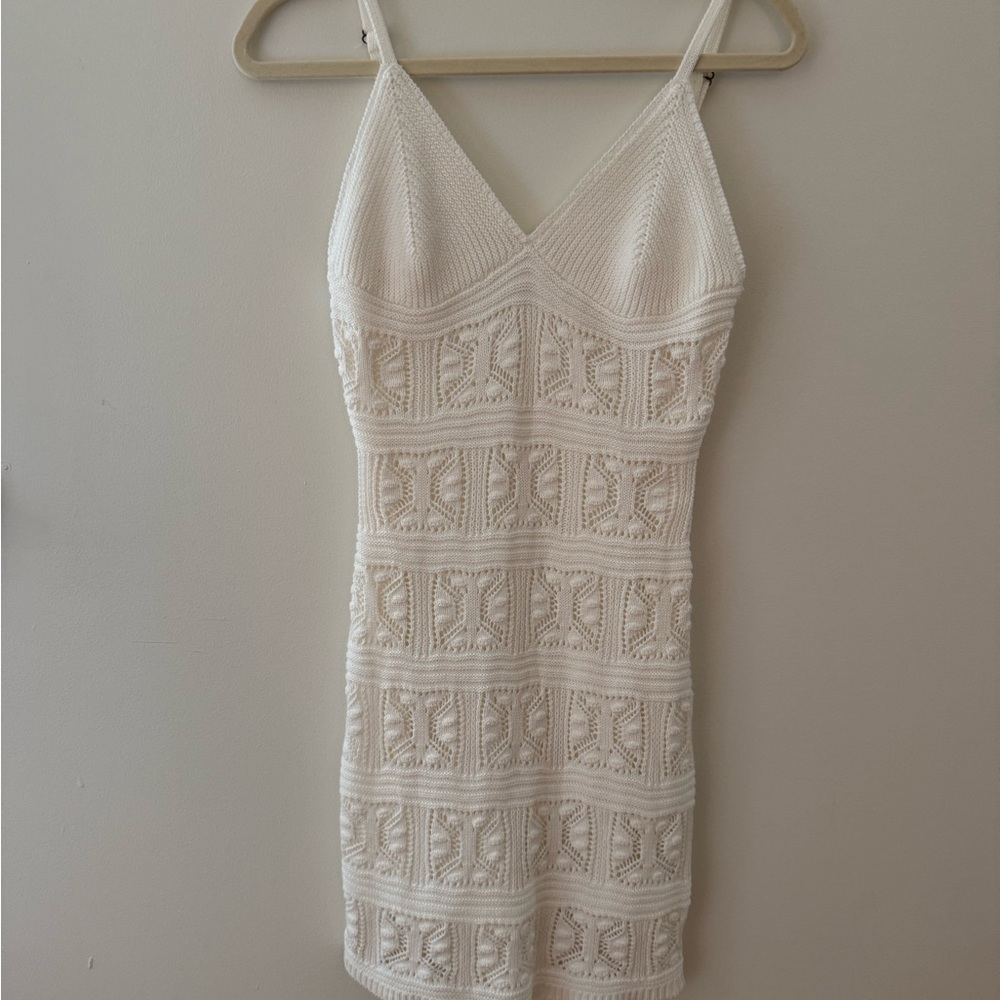 Olive & Oak White Crochet Mini Dress